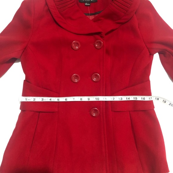 NWOT Forever 21 Stylish Red Fully Lined Peacoat, Size Large - Picture 12 of 13